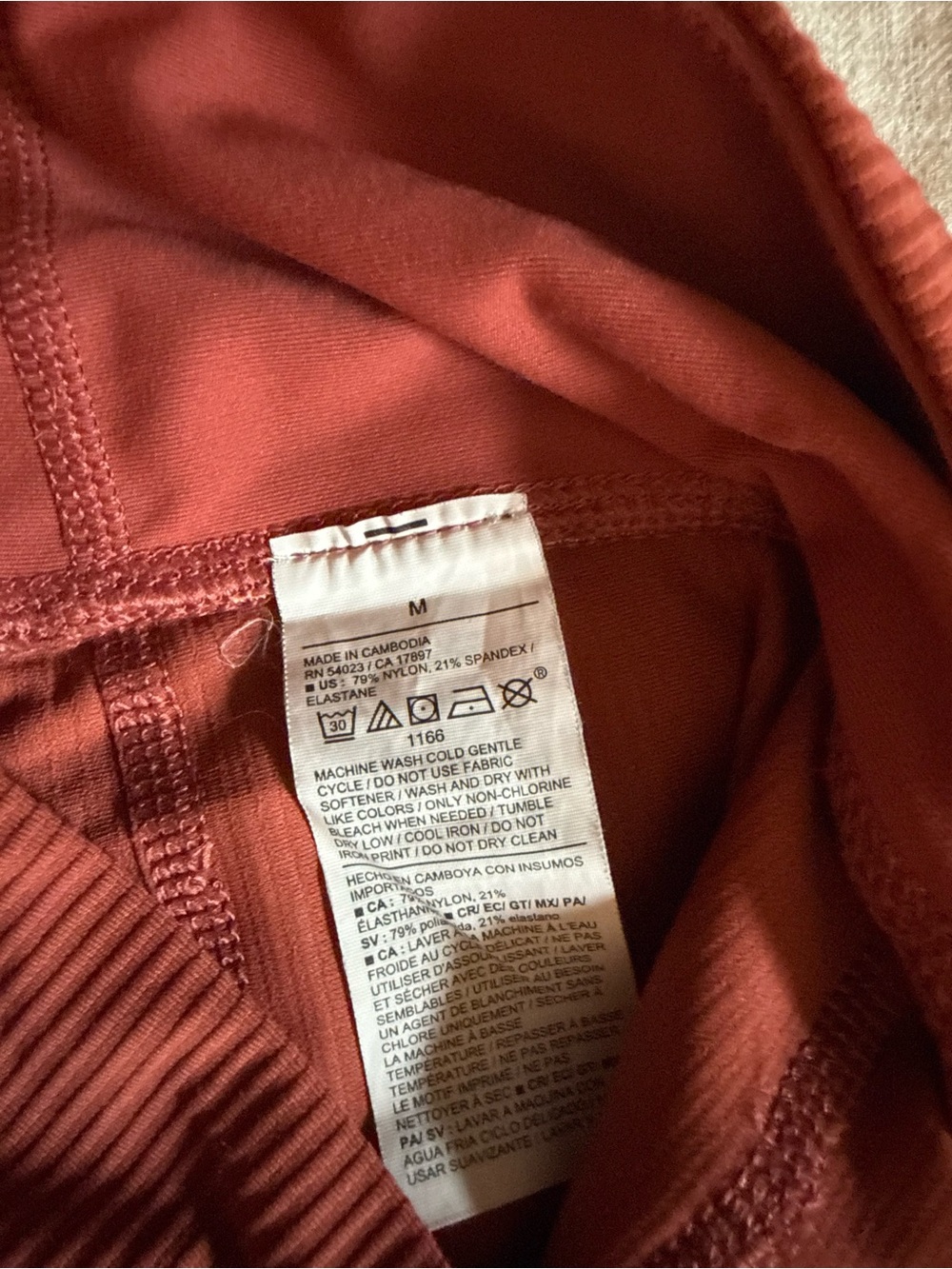 Old Navy Active PowerSoft Rust Ribbed Leggings M High Rise Pockets - Picture 4 of 9